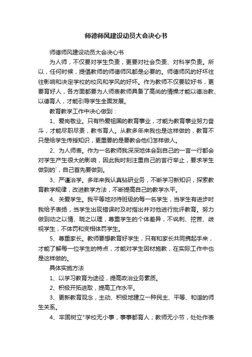 师德师风建设动员大会决心书