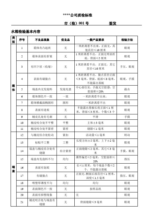 太阳能水箱质检标准