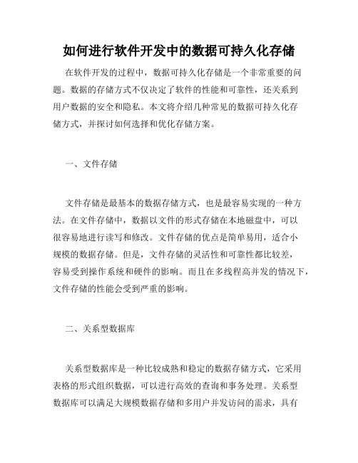 如何进行软件开发中的数据可持久化存储