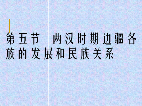 第五节   两汉时期边疆各族的发展和民族关系综述