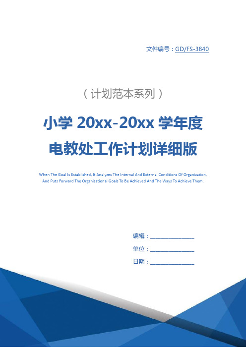 小学20xx-20xx学年度电教处工作计划详细版