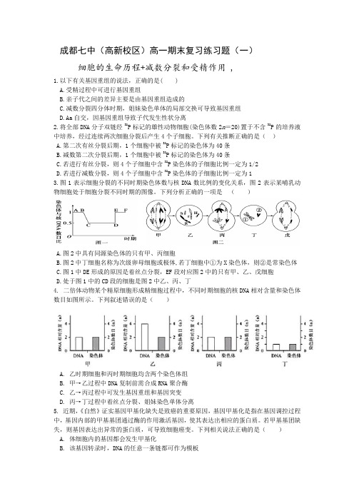 成都七中(高新校区)高一生物期末复习练习题(一)