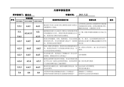 内部审核检查表(综合办).doc