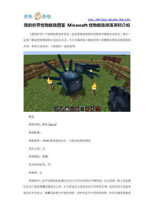 我的世界怪物鱿鱼图鉴 Minecraft怪物鱿鱼掉落资料介绍