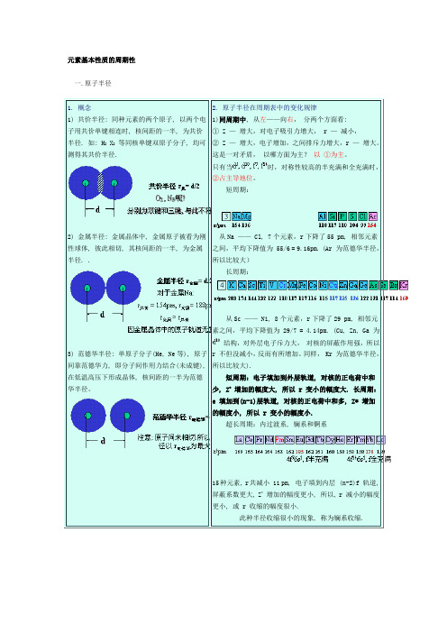 元素基本性质的周期性