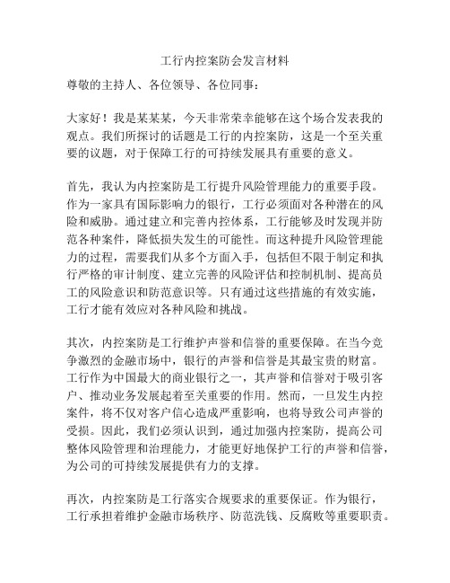 工行内控案防会发言材料