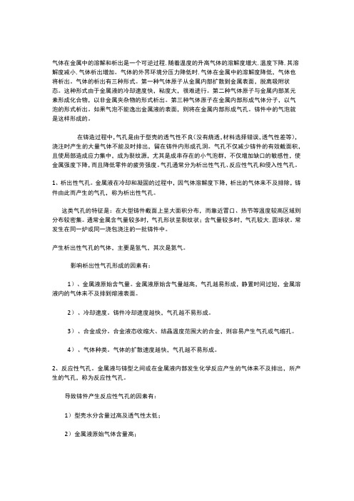 铸件气孔产生原因及防治方案