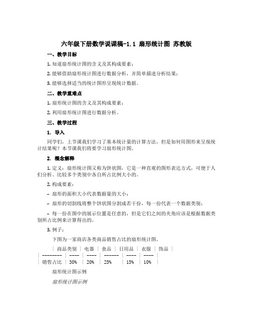 六年级下册数学说课稿-1.1 扇形统计图 苏教版