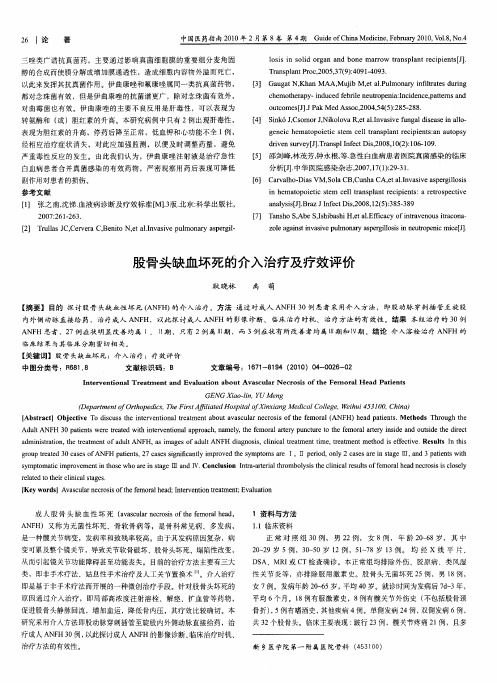 股骨头缺血坏死的介入治疗及疗效评价