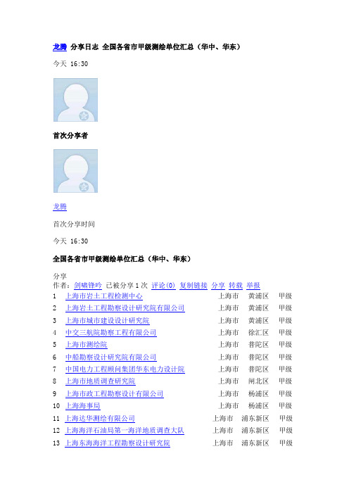 全国甲级测绘资质单位