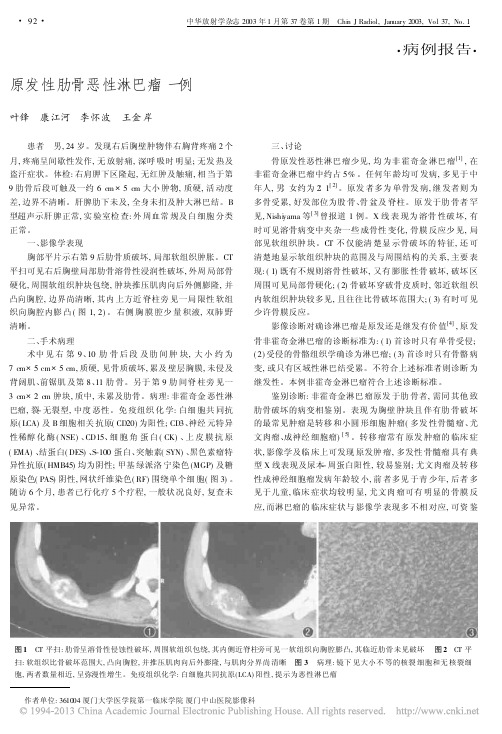 原发性肋骨恶性淋巴瘤一例
