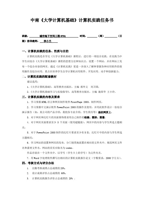 zhongnan一年级计算机实践报告