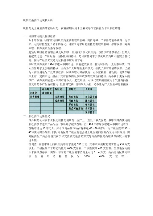 肌肉松弛药市场现状分析