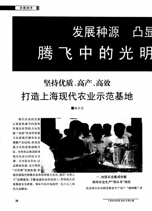 坚持优质、高产、高效打造上海现代农业示范基地