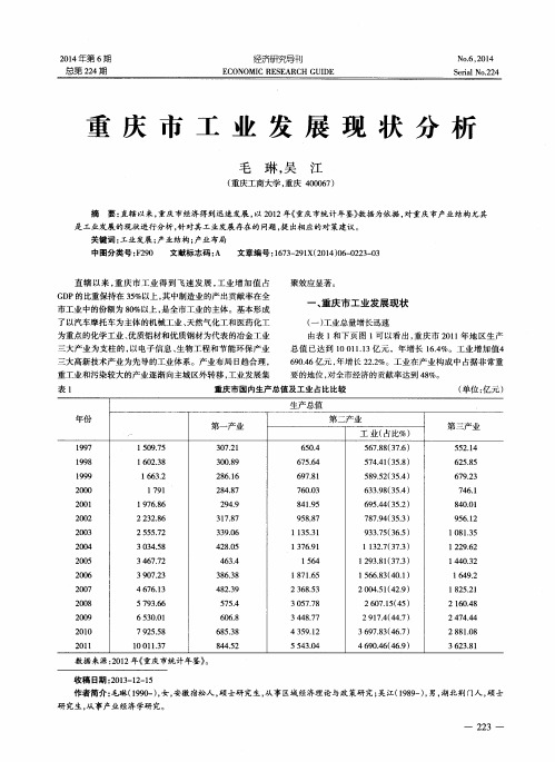 重庆市工业发展现状分析