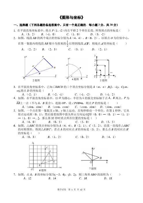 初中数学 单元测试卷 九年《图形与坐标》 (2)