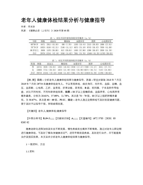 老年人健康体检结果分析与健康指导