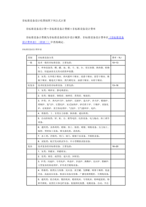 非标准设备设计费率表