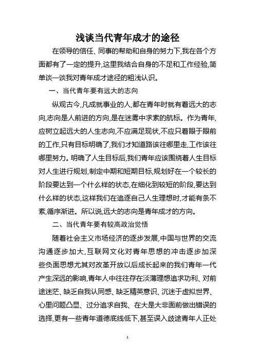 当代青年的成才成长途径