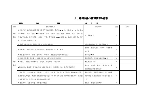 6鼻饲法操作流程及评分标准