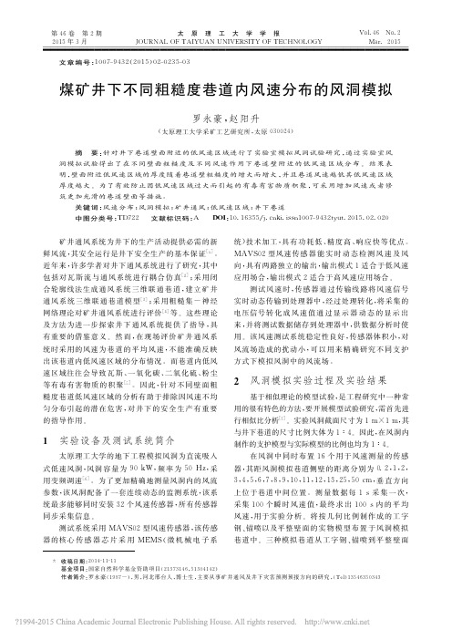 煤矿井下不同粗糙度巷道内风速分布的风洞模拟_罗永豪