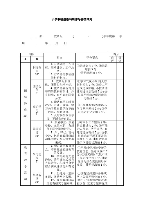 教研组教科研督导评估细则