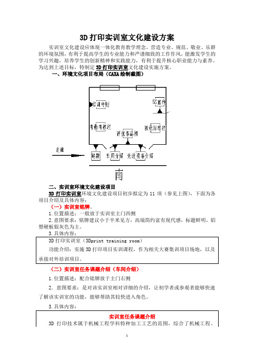 3D打印实训室文化建设方案2.0