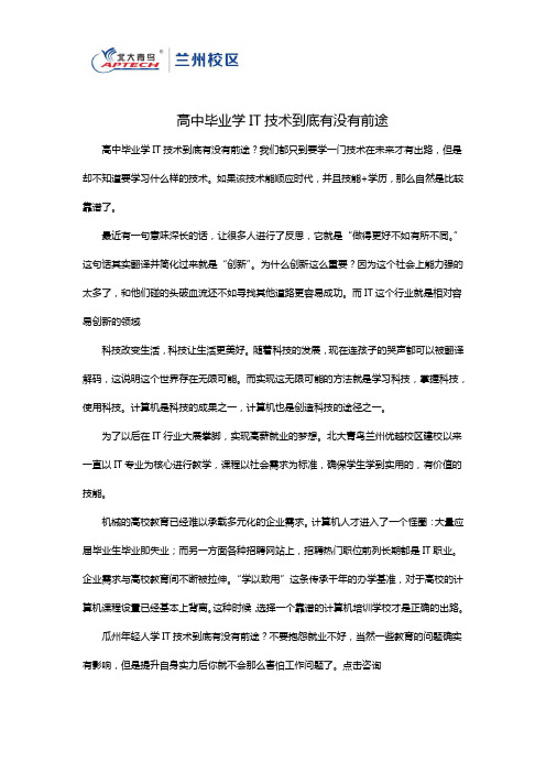 高中毕业学IT技术到底有没有前途
