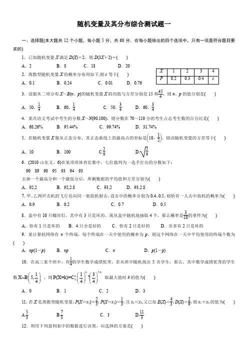 随机变量及其分布综合测试题一