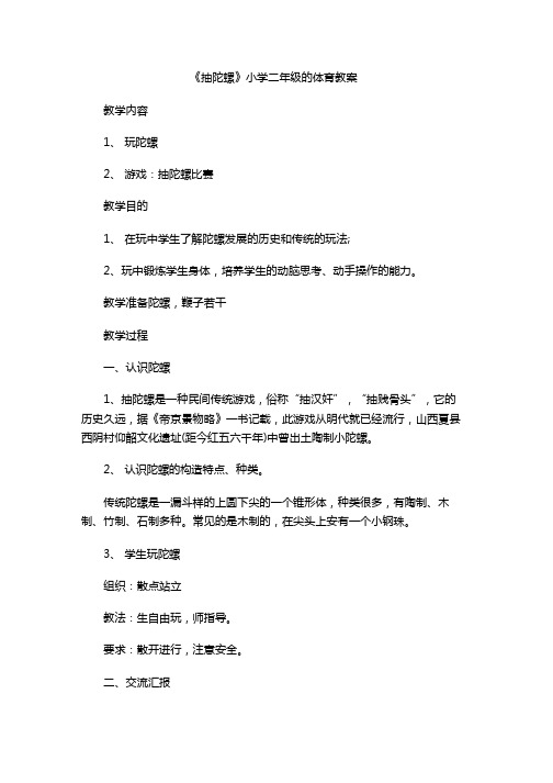 《抽陀螺》小学二年级的体育教案.docx