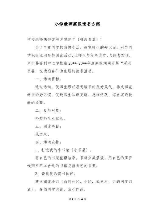 小学教师寒假读书方案