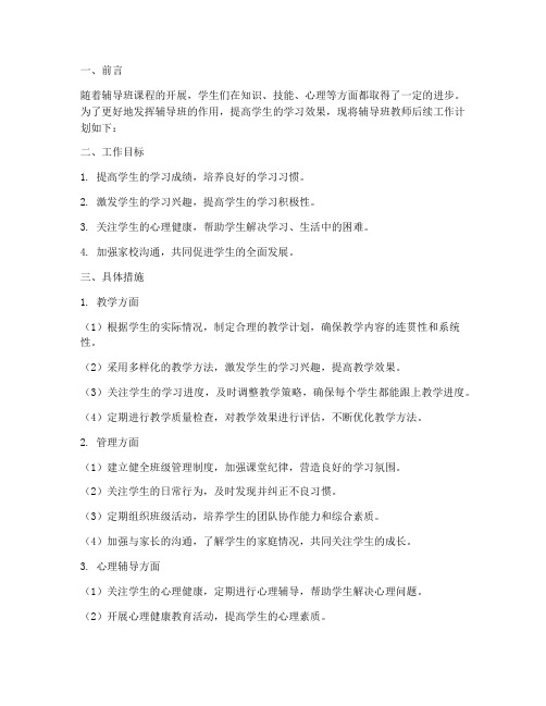 辅导班教师后续工作计划