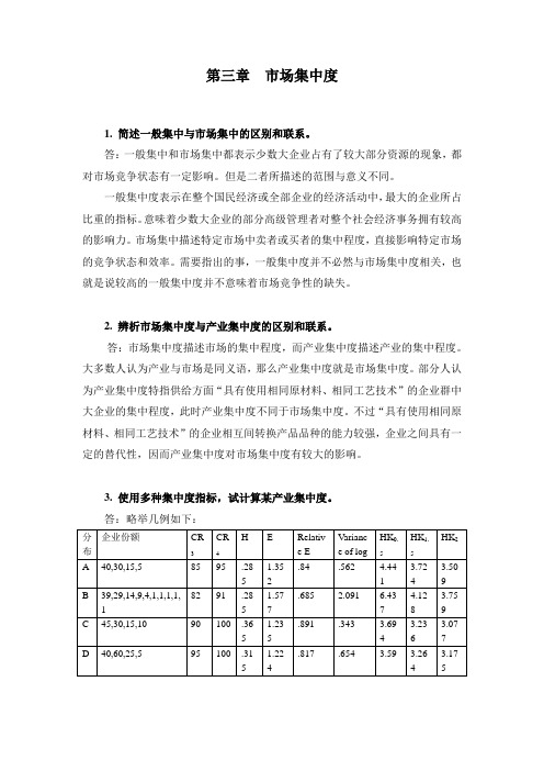 产业经济学 第三章复习题答案