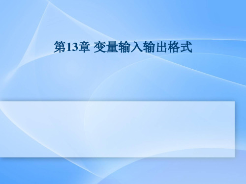 SAS (统计分析软件)课件：第13章 变量输入输出格式