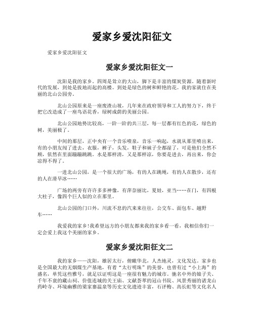 爱家乡爱沈阳征文