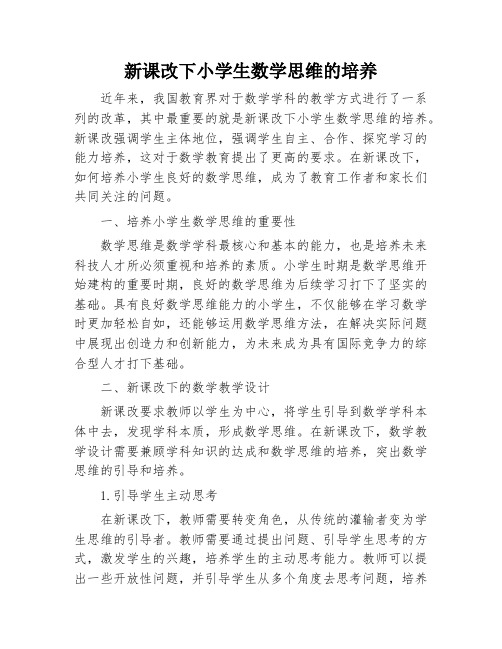 新课改下小学生数学思维的培养