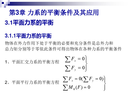 《工程力学(第2版)》电子教案 第3章力系的平衡条件及其应用