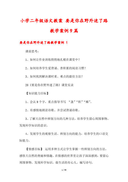 小学二年级语文教案 要是你在野外迷了路教学案例9篇