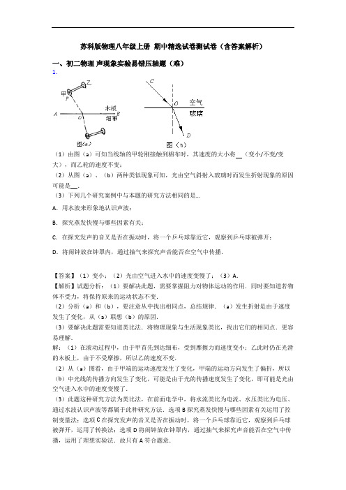 苏科版物理八年级上册 期中精选试卷测试卷(含答案解析)