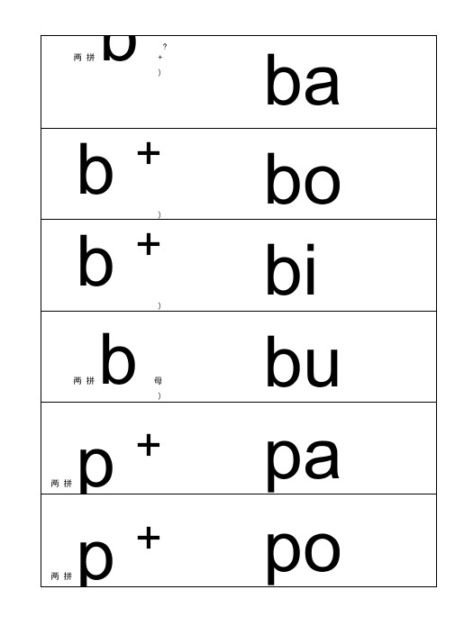 汉语拼音音节卡片