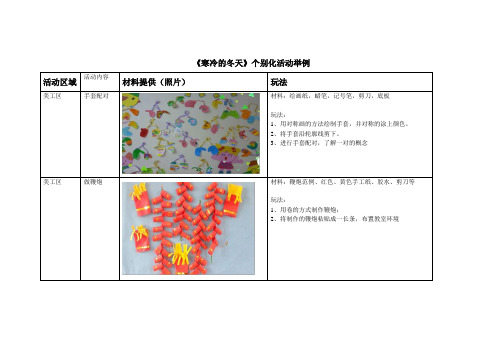 寒冷的冬天  个别化活动举例