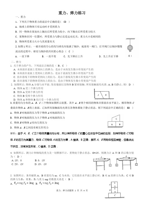 重力、弹力试题