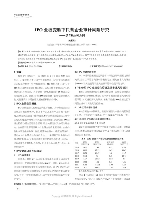 IPO_业绩变脸下民营企业审计风险研究