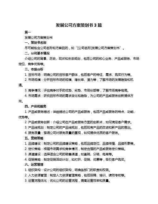 发展公司方案策划书3篇