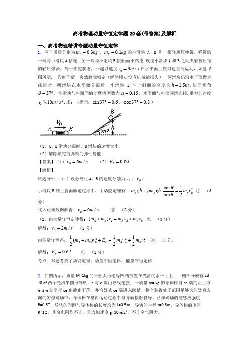 高考物理动量守恒定律题20套(带答案)及解析