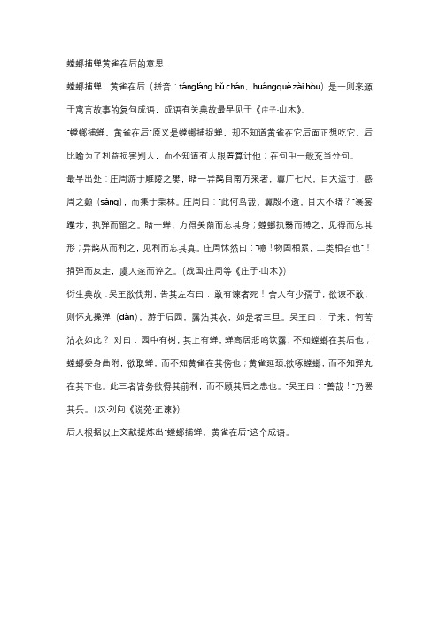 螳螂捕蝉黄雀在后的意思