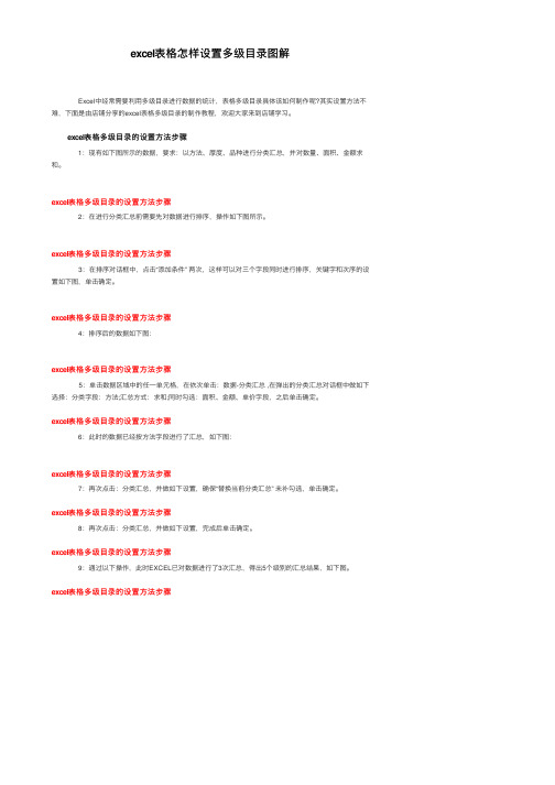 excel表格怎样设置多级目录图解