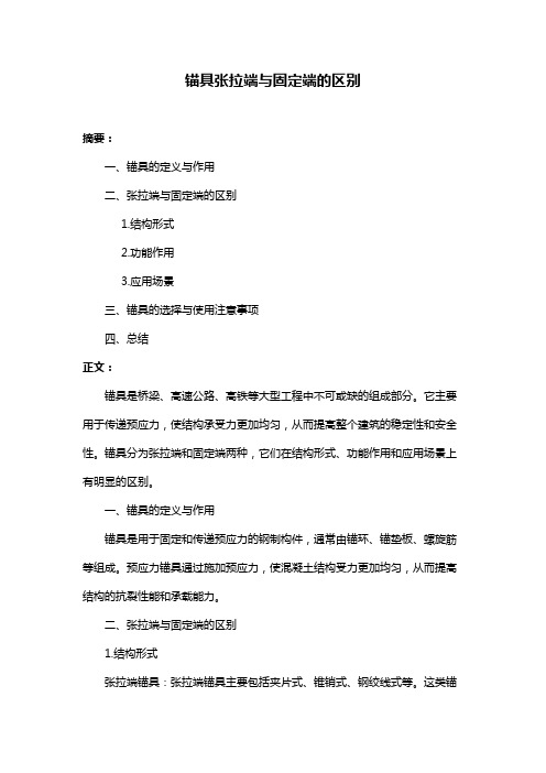 锚具张拉端与固定端的区别