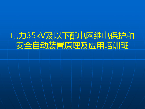 电力35kV及以下配电网继电保护及安全自动装置原理及应用培训班课件