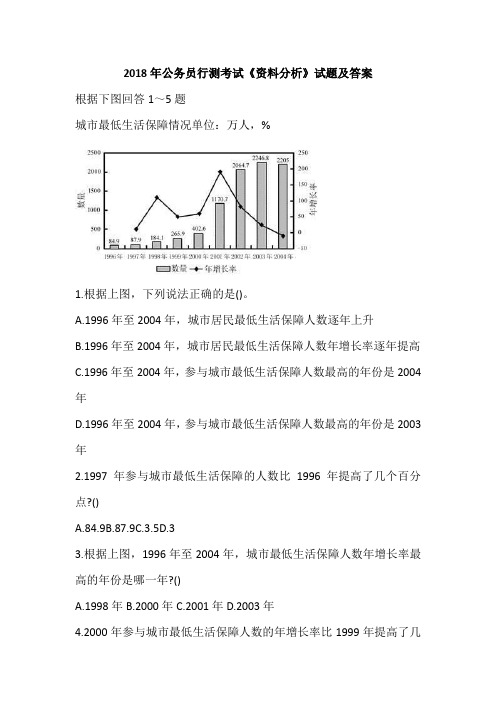 2018年公务员行测考试《资料分析》试题及答案